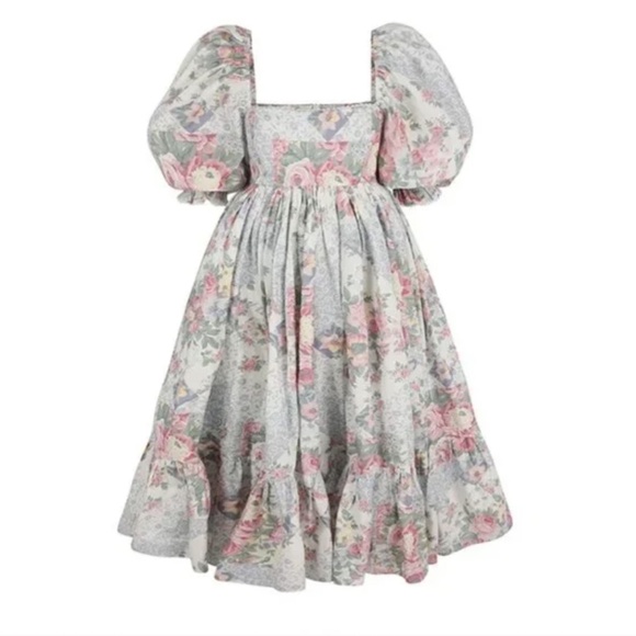 Selkie Floral Midi Dress in Pink and White - Picture 4 of 11